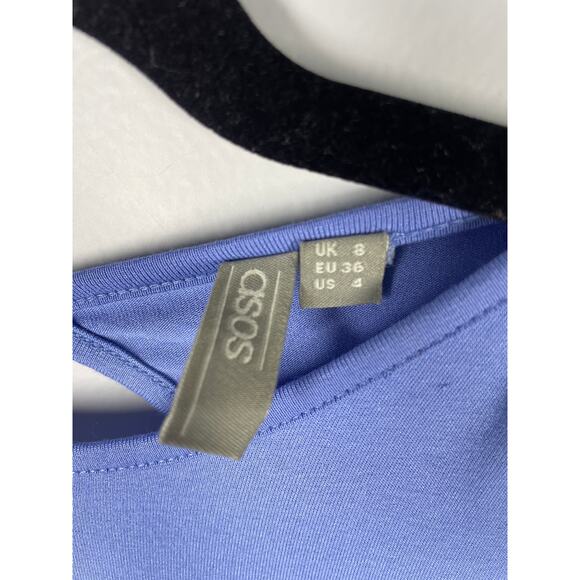 ASOS, Size 4, Periwinkle Fit & FLare Dress, Flutter Sleeves, Balletcore, Blue - Picture 3 of 5